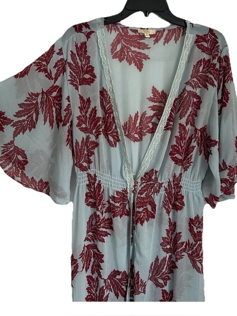 Kori America Chiffon Duster Womens S Kimono Cover Up Boho Cottagecore Fairycore